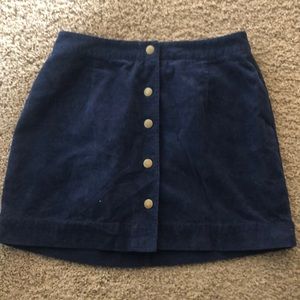 Dark blue corduroy button up skirt